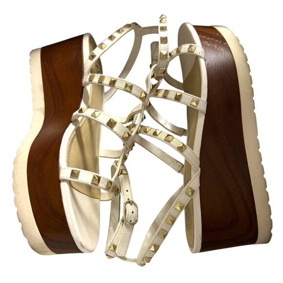 Vince Camuto Studded White Strappy Platform Sandals 7M - Picture 11 of 16
